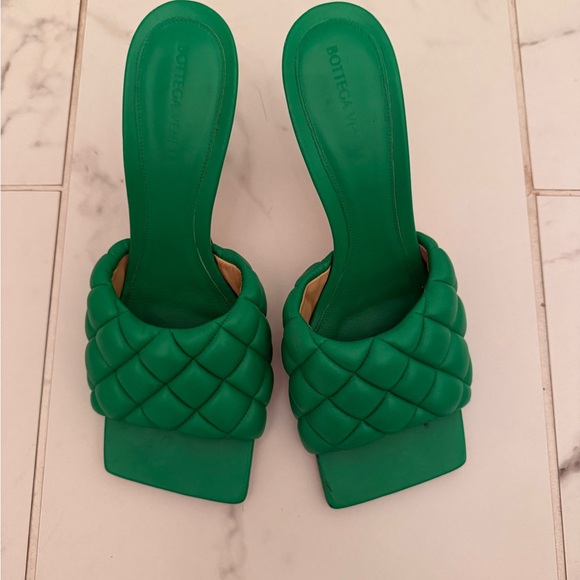 Bottega Veneta Green Quilted Mules - Picture 1 of 3